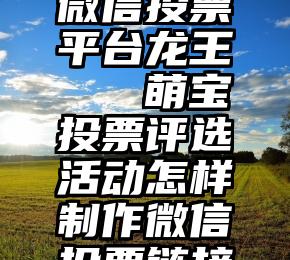 微信投票平台龙王   萌宝投票评选活动怎样制作微信投票链接