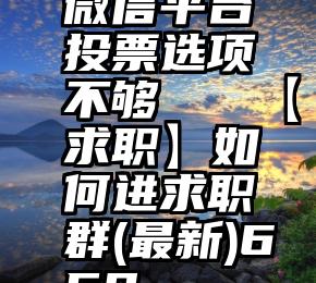 微信平台投票选项不够   【求职】如何进求职群(最新)659