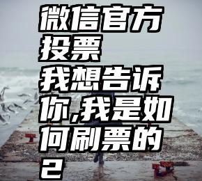 微信官方投票   我想告诉你,我是如何刷票的2