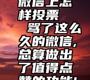 微信上怎样投票   骂了这么久的微信,总算做出了值得点赞的功能!