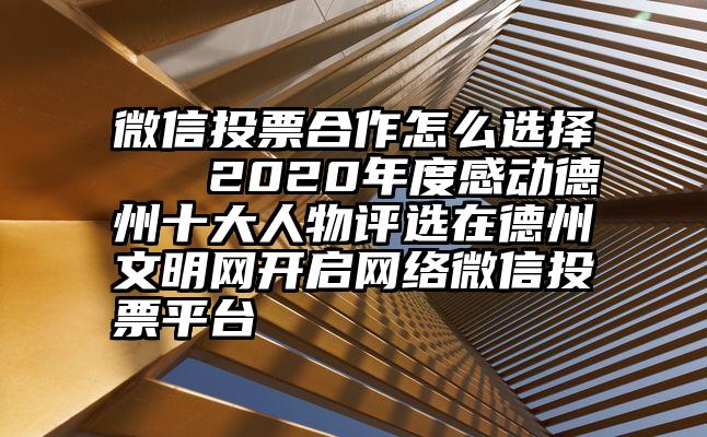 微信投票合作怎么选择   2020年度感动德州十大人物评选在德州文明网开启网络微信投票平台