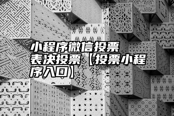 小程序微信投票   表决投票【投票小程序入口】
