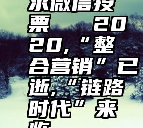 求微信投票   2020,“整合营销”已逝,“链路时代”来临