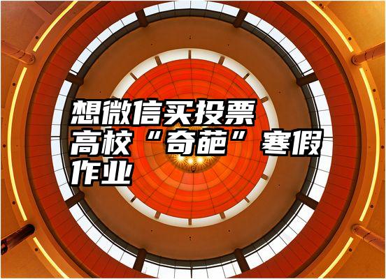 想微信买投票   高校“奇葩”寒假作业
