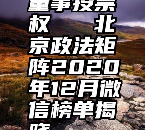 董事投票权   北京政法矩阵2020年12月微信榜单揭晓