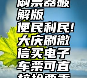 万能投票刷票器破解版   便民利民!大庆刷微信买电子车票可直接检票乘车