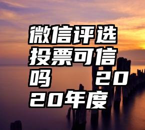 微信评选投票可信吗   2020年度