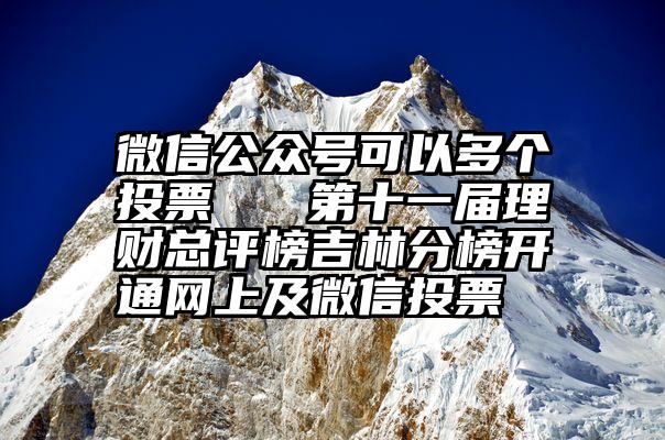 微信公众号可以多个投票   第十一届理财总评榜吉林分榜开通网上及微信投票