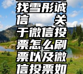 微信投票找雪彤诚信   关于微信投票怎么刷票以及微信投票如何刷票