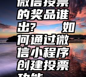 微信投票的奖品谁出?   如何通过微信小程序创建投票功能