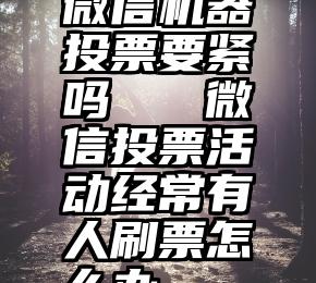 微信机器投票要紧吗   微信投票活动经常有人刷票怎么办