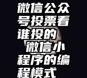 微信公众号投票看谁投的   微信小程序的编程模式