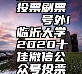 陕西微信投票刷票   号外!临沂大学2020十佳微信公众号投票通道开启!
