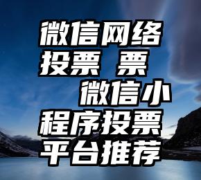 微信网络投票漲票   微信小程序投票平台推荐