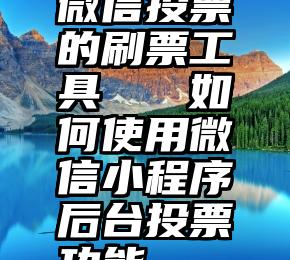 微信投票的刷票工具   如何使用微信小程序后台投票功能