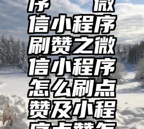 微信朋友圈投票程序   微信小程序刷赞之微信小程序怎么刷点赞及小程序点赞怎么互赞教程