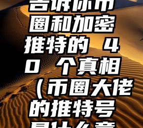 币圈老炮告诉你币圈和加密推特的 40 个真相（币圈大佬的推特号是什么意思）