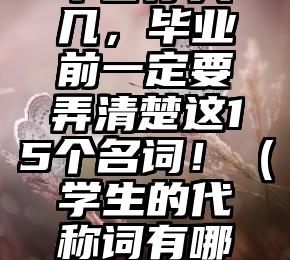 不管你大几，毕业前一定要弄清楚这15个名词！（学生的代称词有哪些）