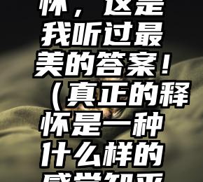 什么是释怀，这是我听过最美的答案！（真正的释怀是一种什么样的感觉知乎拾荒者）