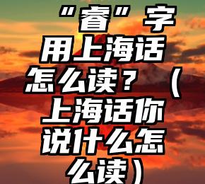 “睿”字用上海话怎么读？（上海话你说什么怎么读）