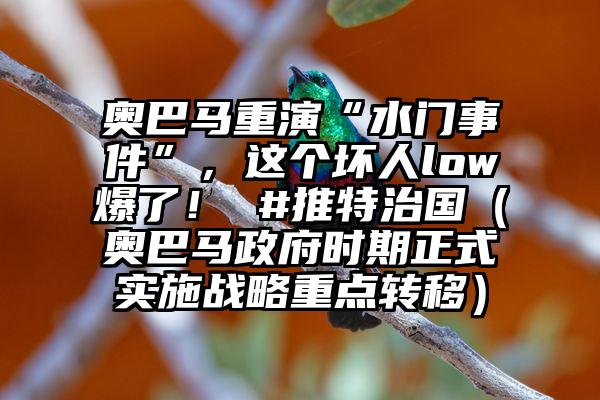 奥巴马重演“水门事件”，这个坏人low爆了！ #推特治国（奥巴马政府时期正式实施战略重点转移）