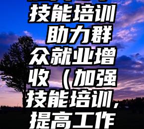 加大冬季技能培训 助力群众就业增收（加强技能培训,提高工作效率）