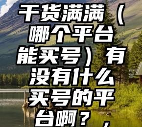 干货满满（哪个平台能买号）有没有什么买号的平台啊？，