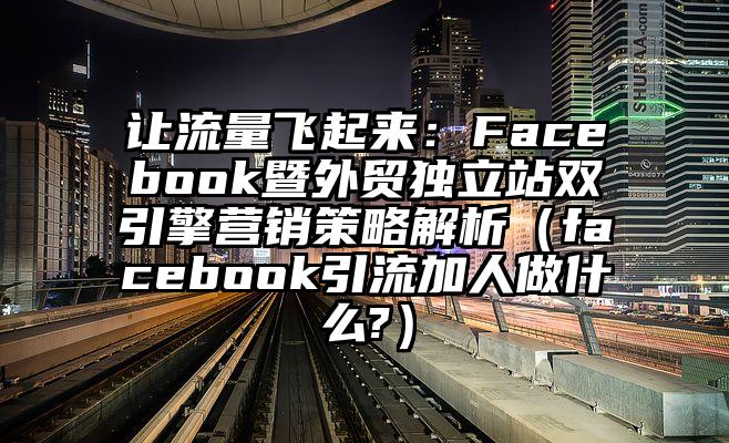 让流量飞起来：Facebook暨外贸独立站双引擎营销策略解析（facebook引流加人做什么?）