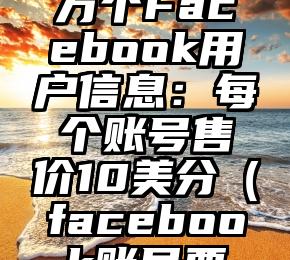 黑客售8万个Facebook用户信息：每个账号售价10美分（facebook账号要钱吗）