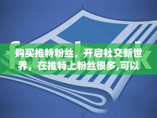 购买推特粉丝，开启社交新世界，在推特上粉丝很多,可以zuanqian吗